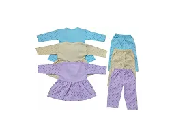 Baby Girls Summer Dress Suits Printed Cotton Top  Printed Pyajama Pant Dress New Born Baby Girl Infant Toddler Dress. (Pack of 3 )(3 Tops + 3 Pyajama Pant)-thumb2