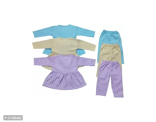 Baby Girls Summer Dress Suits Printed Cotton Top  Printed Pyajama Pant Dress New Born Baby Girl Infant Toddler Dress. (Pack of 3 )(3 Tops + 3 Pyajama Pant)-thumb3