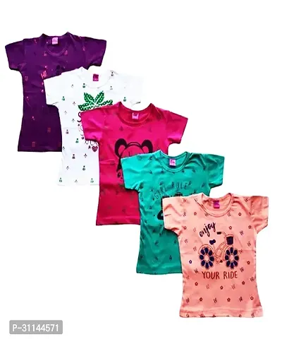 CASTLEY Girls Regular Fit Cotton T-Shirt (pack of 5)-thumb0