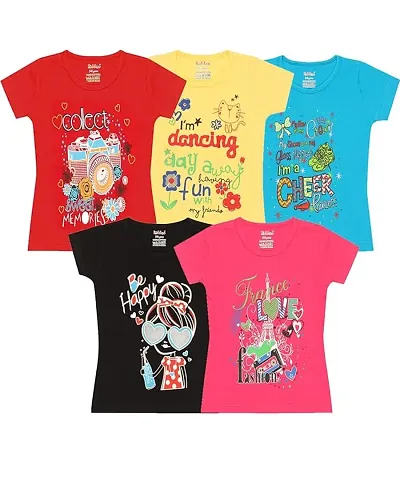 Girls Half Sleeve T-shirts (Pack of 5)