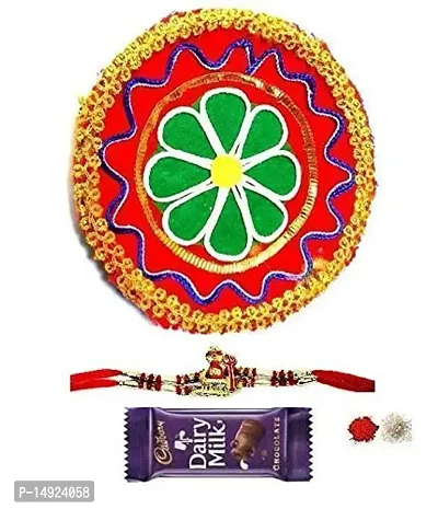 Shiva Linga Rakhi with Pooja Tika Thali Rakshabandhan Combo Set with Chocolate for Brother-thumb0