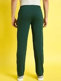 Stylish Green Cotton Blend Solid Regular Track Pants For Men-thumb1