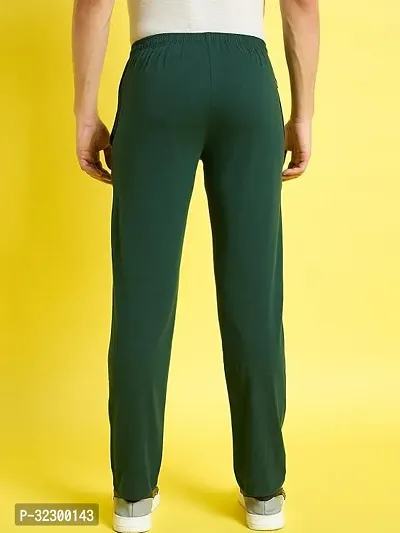 Stylish Green Cotton Blend Solid Regular Track Pants For Men-thumb2