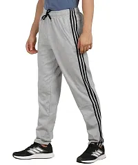 Stylish Grey Cotton Blend Solid Regular Track Pants For Men-thumb2