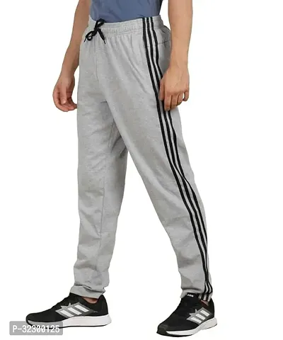 Stylish Grey Cotton Blend Solid Regular Track Pants For Men-thumb3