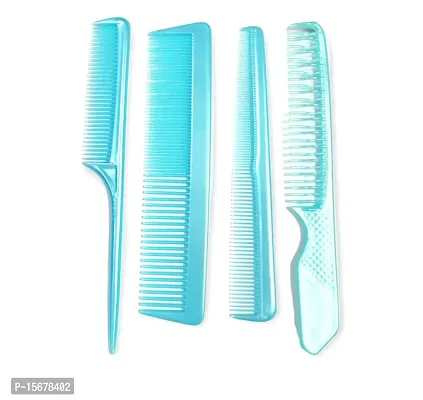 FYNX Set of 4 Professional Hair Cutting  Styling Comb Kit - Color May Vary As per Stock. (SKY BLUE)