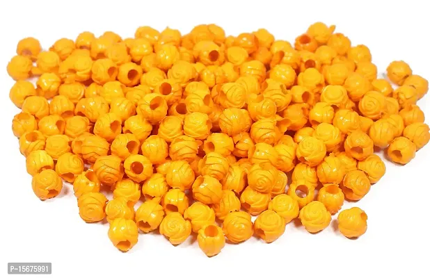 FYNX 10 mm Plastic (Mustard Yellow ) Rose Beads for Macrame , Jewelry Making, Bracelets, Necklaces, Home D?cor and All DIY Crafts Projects (Approx : 230 Pcs)