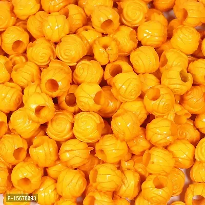 FYNX 10 mm Plastic ( Mustard Yellow ) Rose Beads for Macrame , Jewelry Making, Bracelets, Necklaces, Home D?cor and All DIY Crafts Projects (Approx : 115 Pcs)-thumb2