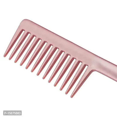 FYNX Grooming 1 Handle Comb And 1 Wide Teeth Shampoo Comb For All Purpose Hair Combs for Men and Women, Set of 2pcs Pack of -1 (Pink) (Color may vary, As per stock)-thumb2