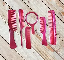 FYNX Hair Grooming Combs for Men and Women (RED) - Set of 5 + 1 Mirror (Color May Vary)-thumb1