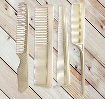 FYNX Set of 4 Professional Hair Cutting  Styling Comb Kit - Color May Vary As per Stock. (CREAM)-thumb1