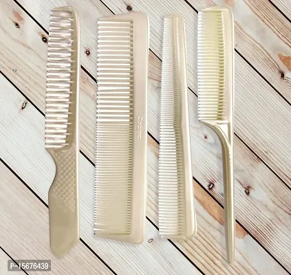 FYNX Set of 4 Professional Hair Cutting  Styling Comb Kit - Color May Vary As per Stock. (CREAM)-thumb2