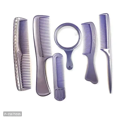 FYNX Hair Grooming Combs for Men and Women (PURPLE) - Set of 5 + 1 Mirror (Color May Vary)