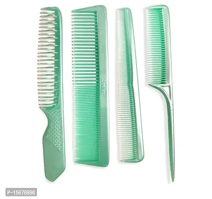 FYNX Set of 4 Professional Hair Cutting  Styling Comb Kit - Color May Vary As per Stock. (GREEN)