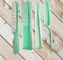 FYNX Set of 4 Professional Hair Cutting  Styling Comb Kit - Color May Vary As per Stock. (GREEN)-thumb1