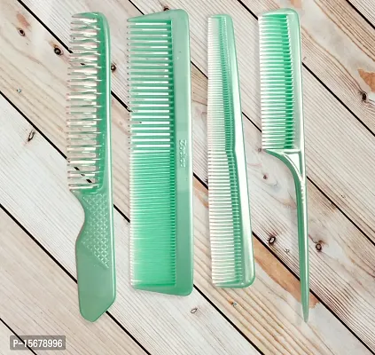 FYNX Set of 4 Professional Hair Cutting  Styling Comb Kit - Color May Vary As per Stock. (GREEN)-thumb2