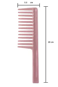 FYNX Grooming 1 Handle Comb And 1 Wide Teeth Shampoo Comb For All Purpose Hair Combs for Men and Women, Set of 2pcs Pack of -1 (Pink) (Color may vary, As per stock)-thumb3