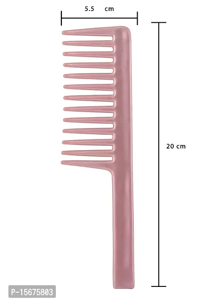 FYNX Grooming 1 Handle Comb And 1 Wide Teeth Shampoo Comb For All Purpose Hair Combs for Men and Women, Set of 2pcs Pack of -1 (Pink) (Color may vary, As per stock)-thumb4