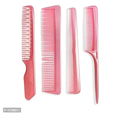 FYNX Set of 4 Professional Hair Cutting  Styling Comb Kit - Color May Vary As per Stock. (RED)-thumb0