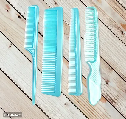 FYNX Set of 4 Professional Hair Cutting  Styling Comb Kit - Color May Vary As per Stock. (SKY BLUE)-thumb2