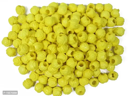 FYNX 10 mm Plastic ( Yellow ) Rose Beads for Macrame , Jewelry Making, Bracelets, Necklaces, Home D?cor and All DIY Crafts Projects (Approx : 230 Pcs)