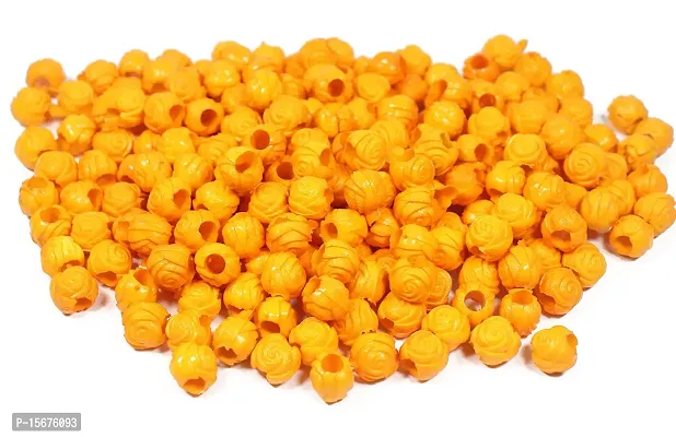 FYNX 10 mm Plastic ( Mustard Yellow ) Rose Beads for Macrame , Jewelry Making, Bracelets, Necklaces, Home D?cor and All DIY Crafts Projects (Approx : 115 Pcs)-thumb0