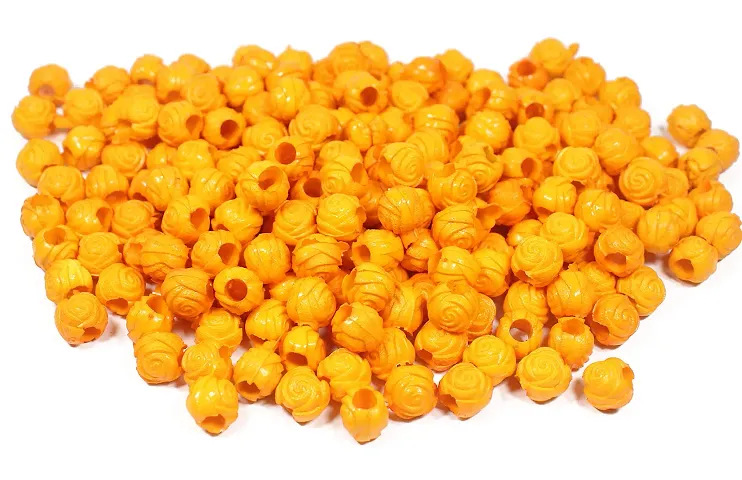 FYNX mm Plastic (Mustard ) Beads for Macrame , Jewelry Making, Bracelets, Necklaces, Home D?cor and All DIY Crafts Projects (Approx : 230 Pcs)