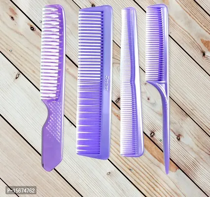 FYNX Set of 4 Professional Hair Cutting  Styling Comb Kit - Color May Vary As per Stock. (PURPLE)-thumb2