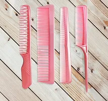 FYNX Set of 4 Professional Hair Cutting  Styling Comb Kit - Color May Vary As per Stock. (RED)-thumb1