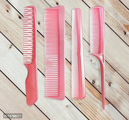 FYNX Set of 4 Professional Hair Cutting  Styling Comb Kit - Color May Vary As per Stock. (RED)-thumb2