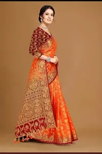 Stylish Cotton Silk Orange Jacquard Saree with Blouse piece-thumb1