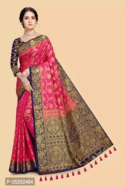 Stylish Cotton Silk Jacquard Saree with Blouse piece-thumb0