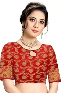 Stylish Cotton Silk Orange Jacquard Saree with Blouse piece-thumb2