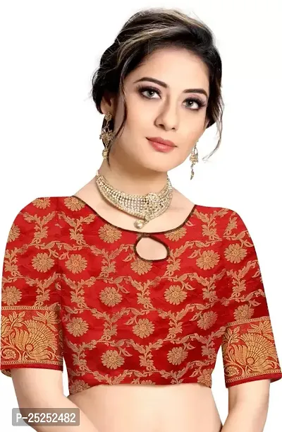 Stylish Cotton Silk Orange Jacquard Saree with Blouse piece-thumb3