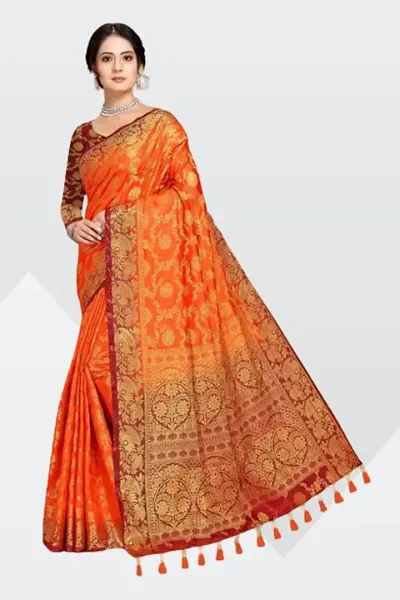 Beautiful Silk Blend Saree with Blouse Piece