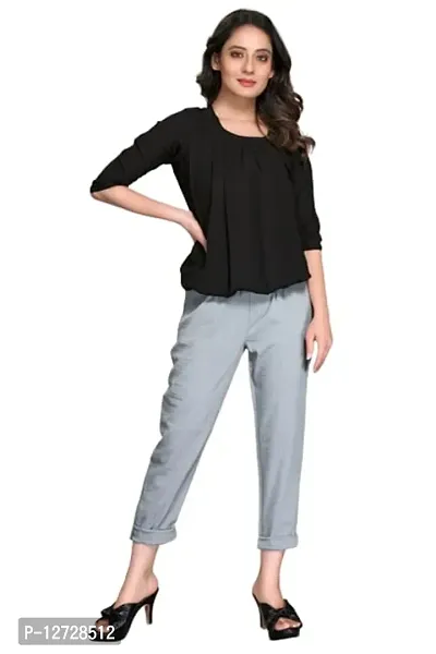 Stylish Polyester Black Solid Square Neck Top For Women-thumb0