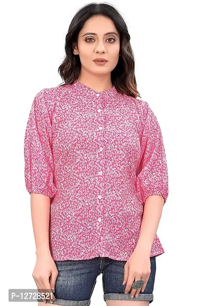 Stylish Polyester Pink Printed Top For Women-thumb0