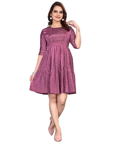 Women Ruffled Half Sleeve Diamond Work Chiffon Dress With American Crepe Inner