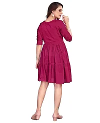 Women Ruffled Half Sleeve Diamond Work Chiffon Maroon Dress With American Crepe Inner-thumb1