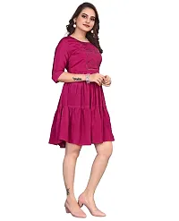 Women Ruffled Half Sleeve Diamond Work Chiffon Maroon Dress With American Crepe Inner-thumb3