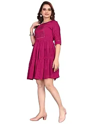 Women Ruffled Half Sleeve Diamond Work Chiffon Maroon Dress With American Crepe Inner-thumb2