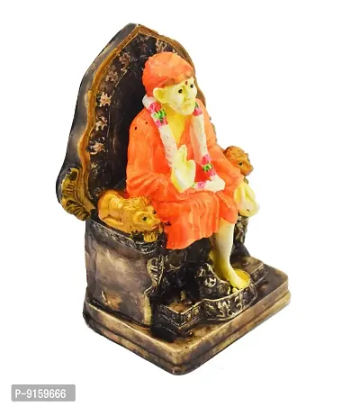 RealCraft; INSPIRING LIFES SAI Baba Statue Idol Showpiece Murti for Home LxHxW (cm) = 7x14x8.5 Decorative Showpiece,Multicolour,Marble Dust-thumb2