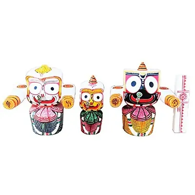 RealCraft; INSPIRING LIFES Lord Jagannath,Balaram,Subhadra Wooden Idol for Puja Living Room,Office,Realigious Places,Gifting, 6-Inch