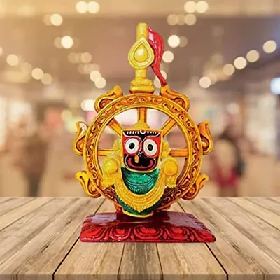 RealCraft; INSPIRING LIFES Marble Idol of Lord Jagannath in Nilachakra for Living Room,Study,Hotels,Office, Corporate House, Religious Places, Gifting -15 cm,Set of 1,Multicocour