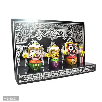 RealCraft; INSPIRING LIFES Ceramic Lord Jagannath, Subhadra, Balabhadra, Sudarshana in Singhasana FIGURINE , Height 16 cm Length 23.5 cm Weight 350 Gm , Medium Multicolour-thumb3