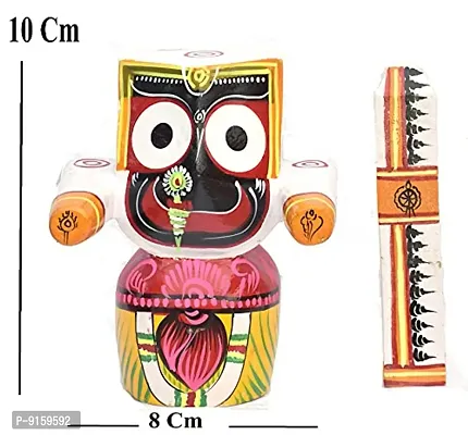 RealCraft; INSPIRING LIFES Lord Jagannath,Balabhadra,Maa Subhadra and Sudarsan Chakra( Chaturdha Murti) Wooden Idol for Puja ,4 Inch Decorative Showpiece - 10 cm (Wood, Multicolor)-thumb2