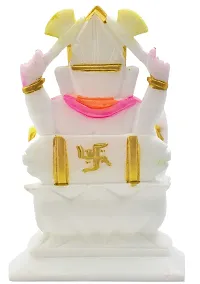Real Craft Stone Marble Coloured Ganesha Ganpati Vinayaka Murti Idol for Daily Pooja Puja Idol Decorative Showpiece - 16.5 cm-thumb1