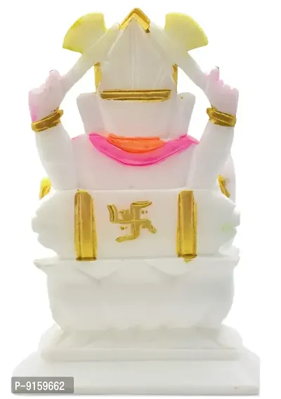 Real Craft Stone Marble Coloured Ganesha Ganpati Vinayaka Murti Idol for Daily Pooja Puja Idol Decorative Showpiece - 16.5 cm-thumb2