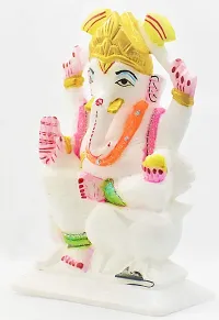 Real Craft Stone Marble Coloured Ganesha Ganpati Vinayaka Murti Idol for Daily Pooja Puja Idol Decorative Showpiece - 16.5 cm-thumb2