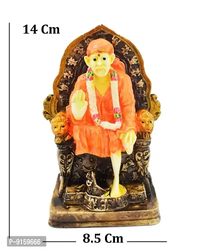 RealCraft; INSPIRING LIFES SAI Baba Statue Idol Showpiece Murti for Home LxHxW (cm) = 7x14x8.5 Decorative Showpiece,Multicolour,Marble Dust-thumb3